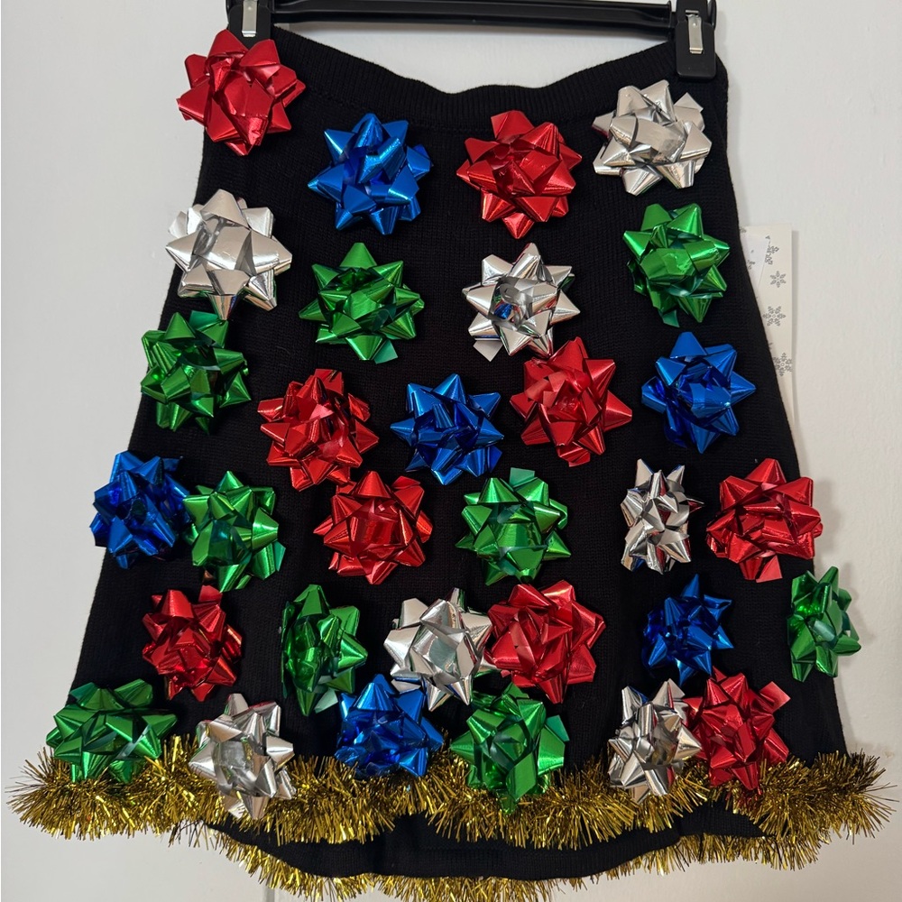 Red, Green & Blue Embellished Mini A-Line Skater Skirt